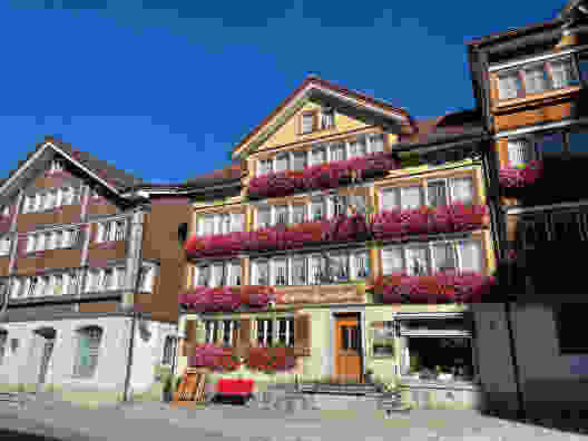 La jolie place du village d’Urnäsch, d’où part la randonnée. Photo: Claudia Peter