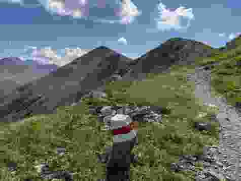 Frische Markierungen säumen den Bergewanderweg.