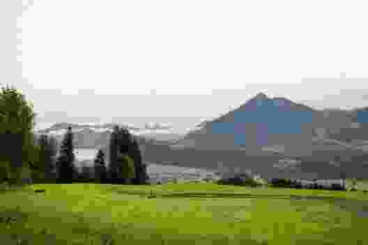 Aussicht vom Guber auf das Stanserhorn und den Alpnachersee.