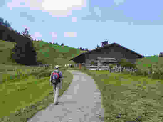 Bis Gross Schwand führt der Weg häufig auf einer Alpstrasse. Bild: Sabine Joss