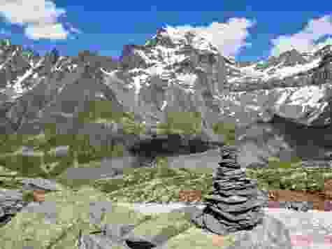 Une fois à la cabane, la vue sur le Grand Combin est splendide.